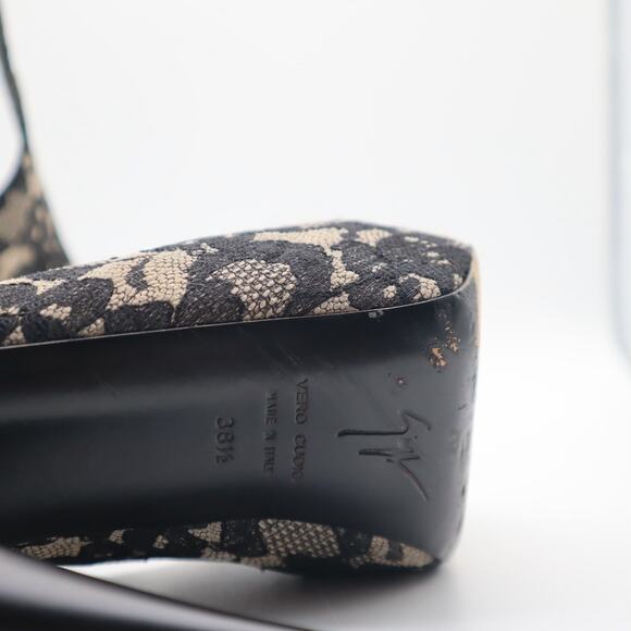 Guiseppe Zanotti Lace Slingback Platform Peep Toe Pumps Size 38.5 - Picture 7 of 10